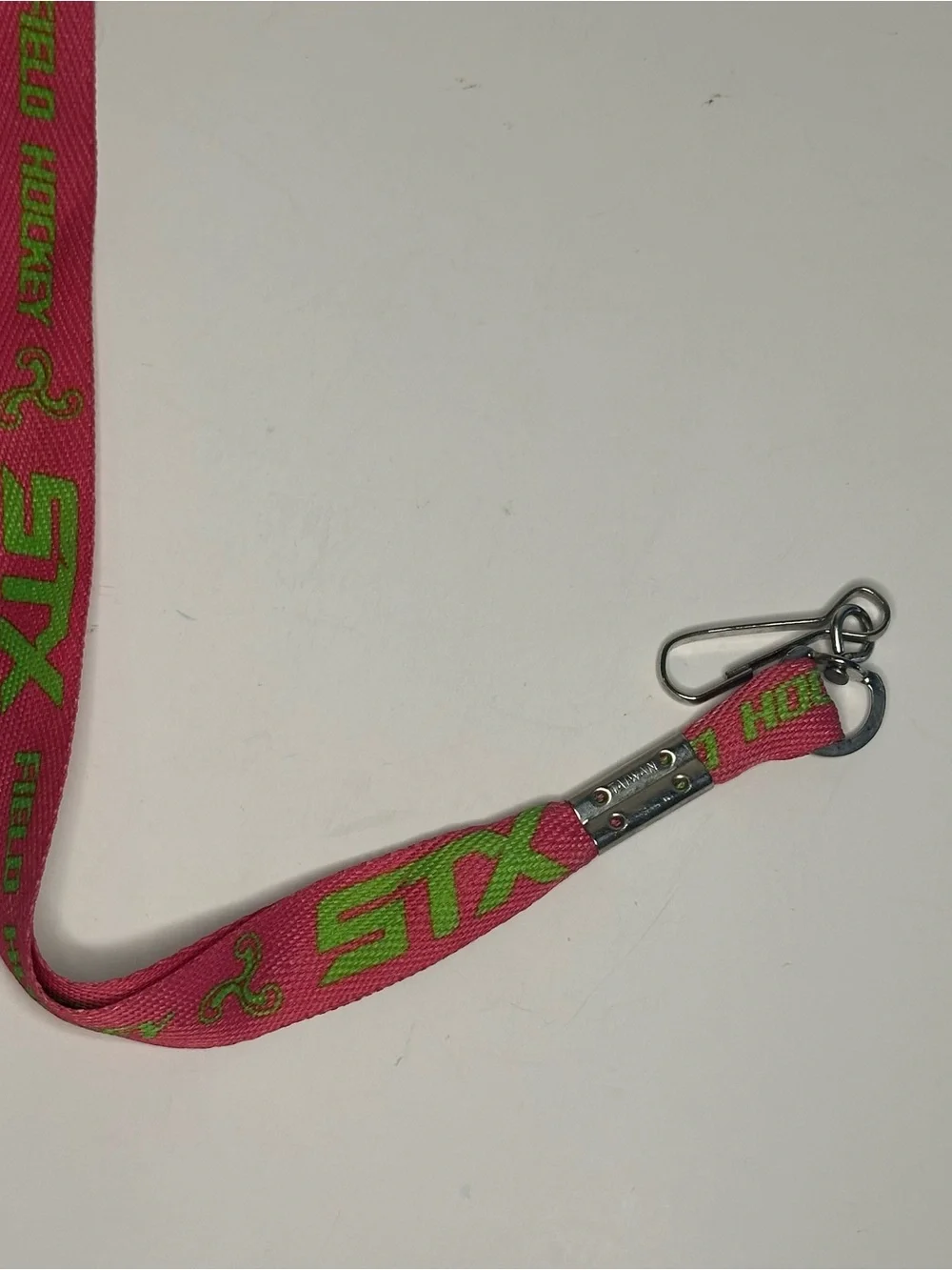 STX Field Hockey Hot Pink & Green Lanyard Keychain Metal Snap Hook Clip